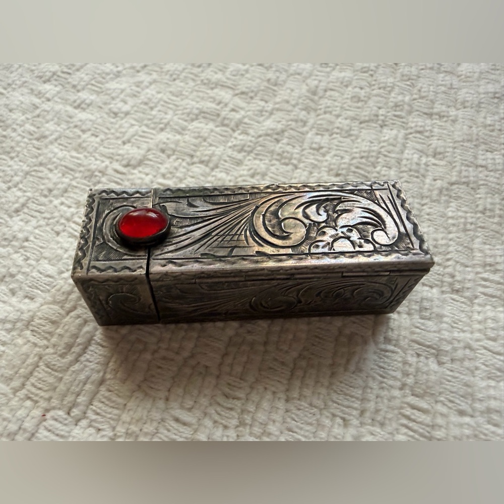 Lipstick Holder with Mirror Italian Silver 800 vintage